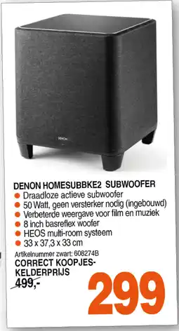 Correct Denon homesubbke2 subwoofer aanbieding