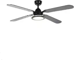 Bol.com QAZQA Fanattic Plafondventilator met lamp - 1 lichts - Ø 1330 mm - Zwart aanbieding