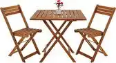 Bol.com Casaria Tuinset – 1 Tafel 2 Stoelen Acaciahout Inklapbaar – Bruin aanbieding