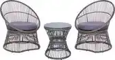 Bol.com BELIANI MESYNA - Bistro set - Taupe - PE rotan aanbieding