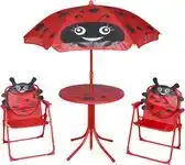 Bol.com vidaXL - 3-delige - Bistroset - voor - kinderen - met - parasol - rood aanbieding
