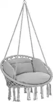 Bol.com Detex Hangstoel - 2 Kussens Max 150kg 80x60x140cm - Lichtgrijs aanbieding