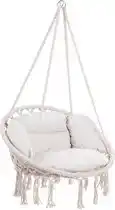 Bol.com Detex Hangstoel - 2 Kussens Belastbaar tot 150kg 80x60x140cm - Crème aanbieding