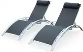 Bol.com sweeek - Set van 2 aluminium en textileen ligbedden - louisa aanbieding