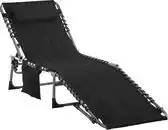 Bol.com Ligbed - Ligstoel tuin - Tuinstoel - Tuinstoelen - Stoelen - Tuinmeubelen - Zwart - 188 x 57 x 30 cm aanbieding