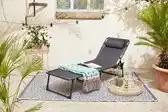 Bol.com 909 OUTDOOR Opvouwbare Ligstoel - Zwart - Met Kussen & Verstelbare Rug - 189x59x30 cm - Tot 110 kg aanbieding