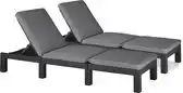 Bol.com Allibert Daytona Deluxe Ligbed - 3 posities - 65x195x25,5cm - 2 stuks - Grafiet aanbieding