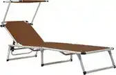 Bol.com vidaXL - Ligbed - inklapbaar - met - dak - aluminium - en - textileen - bruin aanbieding
