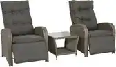 Bol.com Loungeset Duoset Melia 2 verstelbare stoelen + tafel - Balkonset aanbieding