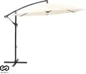 Bol.com Brixy Zweefparasol - 300CM - Incl. Kruisvoet - Waterdicht - Verstelbare Hoogte - Creme aanbieding