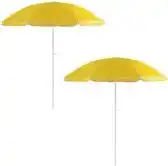 Bol.com Strand/tuin parasol verstelbaar - 2x - geel - nylon - 200 cm - UV bescherming aanbieding