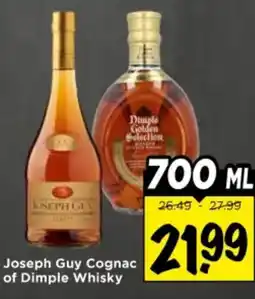 Vomar Voordeelmarkt Joseph Guy Cognac of Dimple Whisky aanbieding
