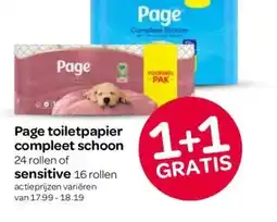 Spar Page toiletpapier compleet schoon , of sensitive aanbieding