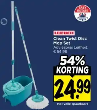 Vomar Voordeelmarkt Clean Twist Disc Mop Set aanbieding
