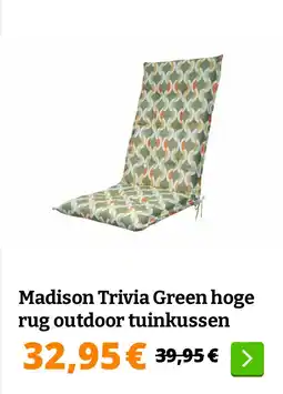 Obelink Madison Trivia Green hoge rug outdoor tuinkussen aanbieding