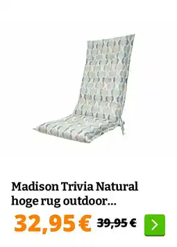 Obelink Madison Trivia Natural hoge rug outdoor tuinkussen aanbieding