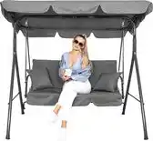 Bol.com Springos - Schommelbank Luna - 3-zits - Grijs - 170 x 110 x 150 cm aanbieding