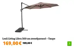 Obelink Lesli Living Libra 300 cm zweefparasol – Taupe aanbieding