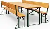 Bol.com Casaria Picknicktafel Set – 2 Banken met Rugleuning en 1 Tafel – Inklapbaar 170 cm Bruin aanbieding