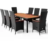 Bol.com Casaria Polyrattan Tuinset - 8 Stoelen & Tafel 190x90cm – Zwart aanbieding
