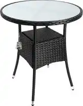 Bol.com Casaria Bijzettafel - Rond 60cm Weerbestendig Polyrattan - Zwart aanbieding