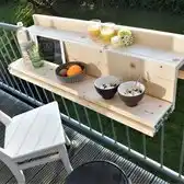Bol.com GoudmetHout Inklapbare Balkontafel - 99 cm - Hout - Transparante waslaag- Balkonreling 9 cm aanbieding