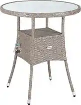 Bol.com Casaria Bijzettafel - Rond 60cm Weerbestendig Polyrattan - Grijs Beige aanbieding