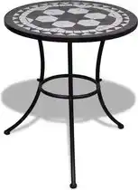 Bol.com vidaXL - Bistrotafel - 60 - cm - mozaïek - zwart - en - wit aanbieding