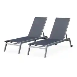 Bol.com sweeek - Set van 2 ligstoelen van aluminium en textiel met meerdere standen en wieltjes - elsa aanbieding