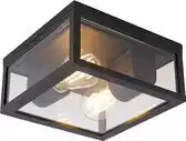 Bol.com QAZQA charlois - Design Plafondlamp voor buiten - 2 lichts - L 24 cm - Zwart - Buitenverlichting aanbieding