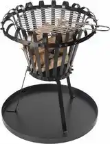 Bol.com Perel Vuurkorf, met verchroomd grillrooster, bodemplaat, rond, 53.5 x Ø 50 cm, gecoat metaal, zwart aanbieding