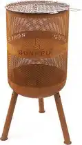 Bol.com BonFeu BonVes 45 Vuurkorf – Inclusief Grillrooster – Roestbruin Staal - 45x45x100 cm aanbieding