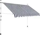 Bol.com vidaXL - Luifel - handmatig - uittrekbaar - 300 - cm - blauw - en - witte - strepen aanbieding