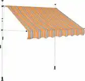 Bol.com vidaXL - Luifel - handmatig - uittrekbaar - 200 - cm - geel - en - blauwe - strepen aanbieding