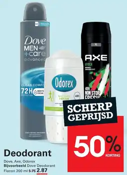 Sligro Deodorant Dove, Axe, Odorex aanbieding