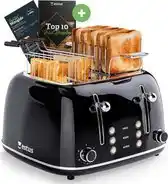 Bol.com Estus Iconic Broodrooster 4 sneden - Broodrooster met Tostiklemmen - Zwart - Deluxe aanbieding