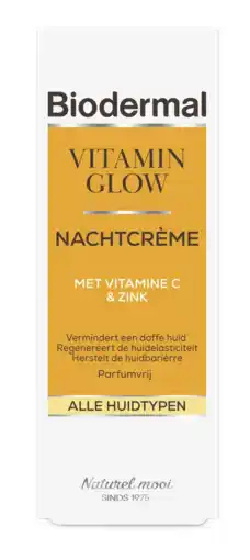 De Online Drogist Biodermal Nachtcrème Vitamin Glow 50ML aanbieding