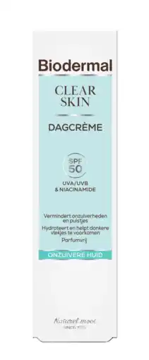 De Online Drogist Biodermal Clear Skin Dagcrème SPF50 40ML aanbieding