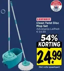 Vomar Voordeelmarkt LEIFHEIT Clean Twist Disc Mop Set aanbieding
