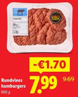 Lidl Rundvlees hamburgers aanbieding