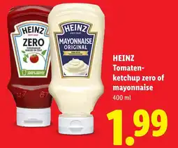 Lidl Heinz Tomatenketchup zero of mayonnaise aanbieding