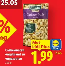 Lidl Cashewnoten ongebrand en ongezouten aanbieding