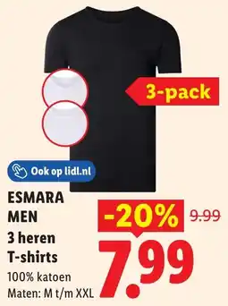 Lidl Esmara Men 3 heren T-shirts aanbieding