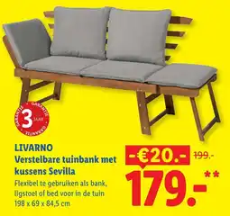 Lidl Livarno Verstelbare tuinbank met kussens Sevilla aanbieding