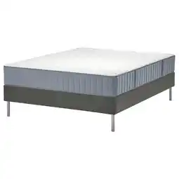 IKEA LyngÖr Lattenmatrasbodem met poten, Vågstranda middelhard/lichtblauw donkergrijs, 160x200 cm aanbieding