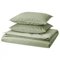 IKEA Ängslilja bedset, lichtgroen, opgevouwen, inclusief dekbed en kussenslopen, zacht katoen aanbieding