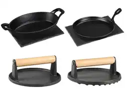 Lidl GRILLMEISTER Gietijzeren BBQ-grillpan of -hamburgerpers aanbieding