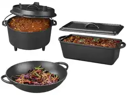 Lidl GRILLMEISTER Gietijzeren BBQ broodbakpan, grillwok of Dutch Oven aanbieding