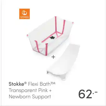 Baby & Tiener Stokke® Flexi BathTM Transparent Pink + Newborn Support aanbieding