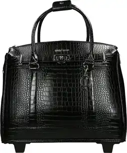 Bol.com Olivia Lauren Jackson Dames Laptoptrolley 17 inch - Businesstrolley - Kunstleer - Zwart Croco aanbieding